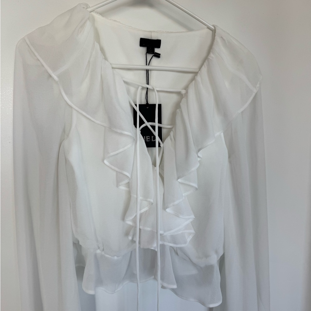NBD Revolve blouse with ruffle front